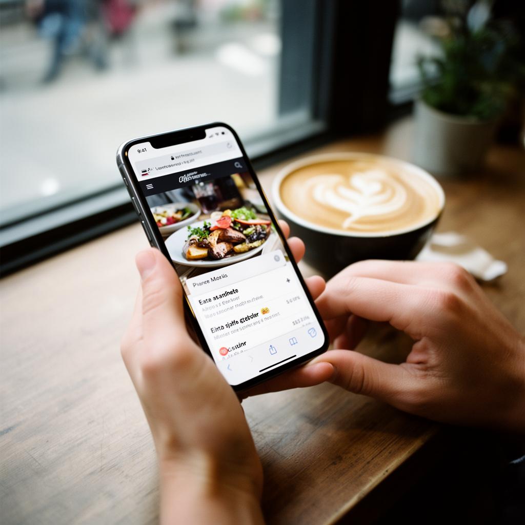 Customer ordering food on a smartphone from a restaurant website